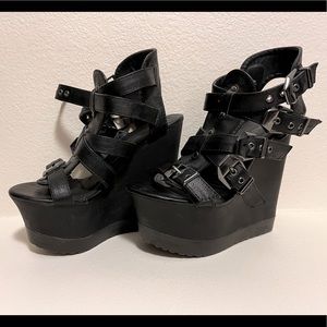 Wild Diva Lounge high platform wedges — not sold